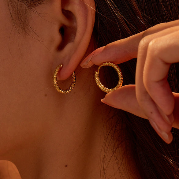 Wholesale Stainless Steel Geometric Fashion Minimalist Embossed Electroplated Women's Earrings