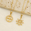 Wholesale Stainless Steel Geometric Fashion Retro Compass Rudder Pendant Necklace For Women With Electroplating