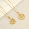 Wholesale Stainless Steel Geometric Fashion Retro Compass Rudder Pendant Necklace For Women With Electroplating