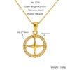 Wholesale Stainless Steel Geometric Fashion Retro Compass Rudder Pendant Necklace For Women With Electroplating