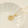 Wholesale Stainless Steel Geometric Fashion Retro Compass Rudder Pendant Necklace For Women With Electroplating