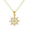 Wholesale Stainless Steel Geometric Fashion Retro Compass Rudder Pendant Necklace For Women With Electroplating