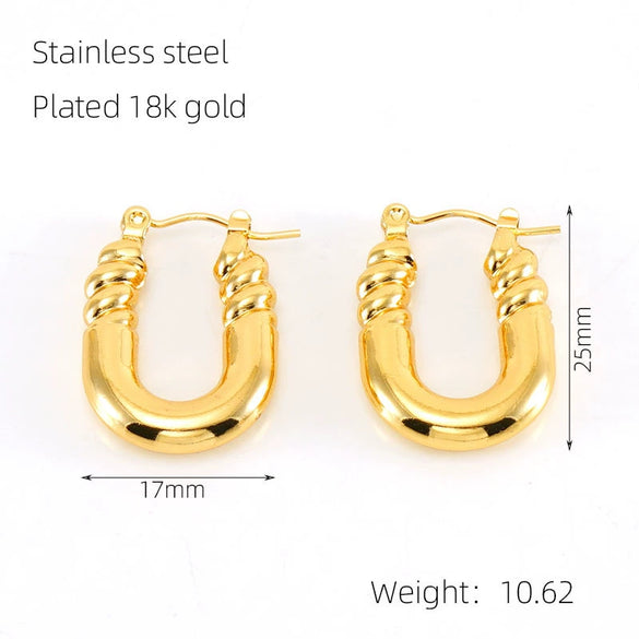 Wholesale Stainless Steel Geometric Fashion Retro Earrings For Women With Electroplating Design