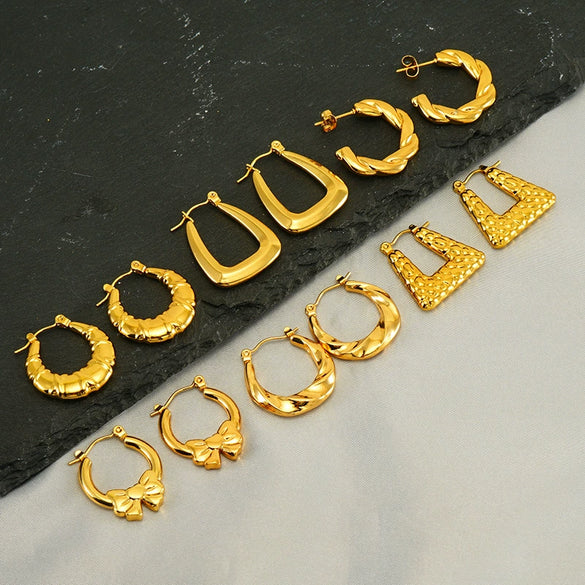 Wholesale Stainless Steel Geometric Fashion Retro Electroplated Women's Earrings