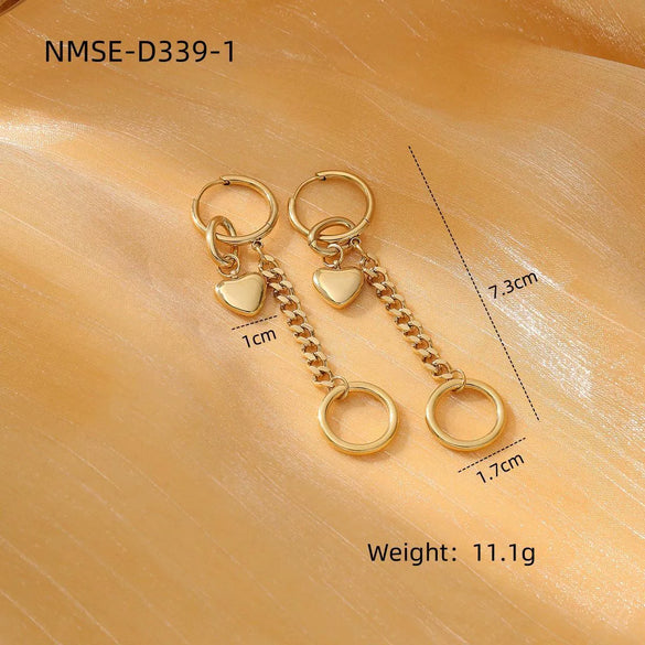 Wholesale Stainless Steel Geometric Fashion Tassel Earrings With Electroplating