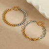 Wholesale Stainless Steel Geometric Fashion Women's Electroplated Twocolor Cuban Chain Bracelet