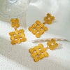 Wholesale Stainless Steel Geometric Fashion Woven Rectangular Earrings With Electroplating