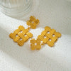 Wholesale Stainless Steel Geometric Fashion Woven Rectangular Earrings With Electroplating