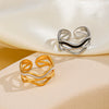 Wholesale Stainless Steel Geometric Female Personality Hip Hop Nonfading Open Adjustable Electroplated Ring