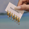 Wholesale Stainless Steel Geometric Ferris Wheel Irregular Ushaped Water Drop Electroplated Earrings For Women