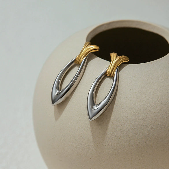 Wholesale Stainless Steel Geometric Fish Earrings Electroplated Women's Jewelry