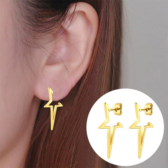Wholesale Stainless Steel Geometric Fivepointed Star Earrings With Electroplating For Women Minimalist Style