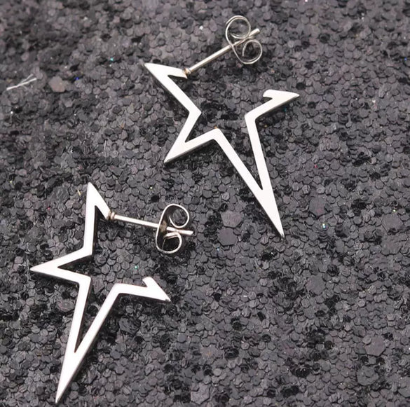 Wholesale Stainless Steel Geometric Fivepointed Star Earrings With Electroplating For Women Minimalist Style