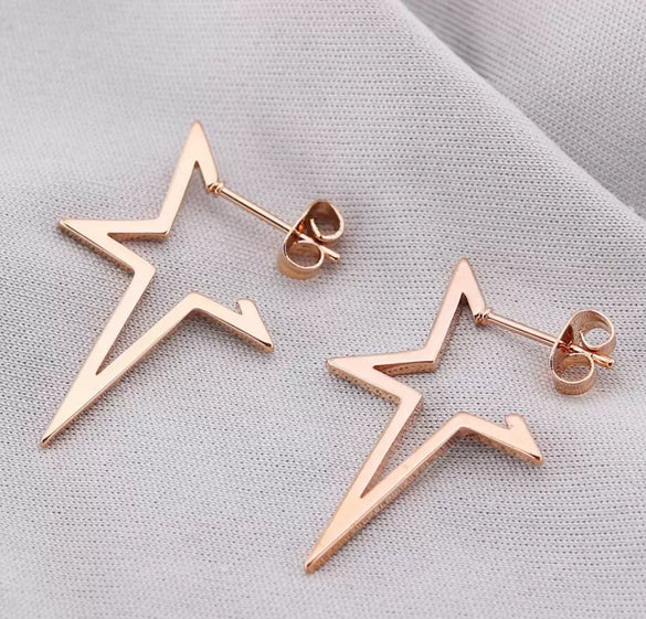 Wholesale Stainless Steel Geometric Fivepointed Star Earrings With Electroplating For Women Minimalist Style