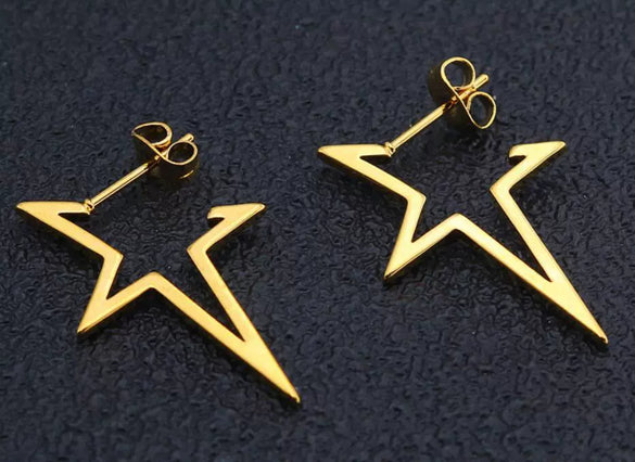 Wholesale Stainless Steel Geometric Fivepointed Star Earrings With Electroplating For Women Minimalist Style