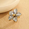 Wholesale Stainless Steel Geometric Floral Colorblocked Ring 18K Gold Plated