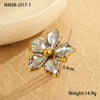 Wholesale Stainless Steel Geometric Floral Colorblocked Ring 18K Gold Plated