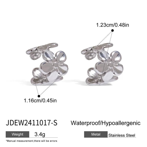 Wholesale Stainless Steel Geometric Flower Earrings With Electroplating For Women Ear Bone Clip No Ear Hole