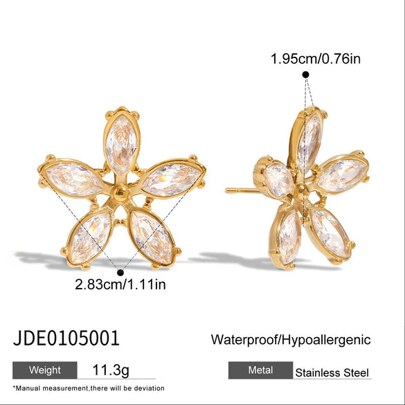 Wholesale Stainless Steel Geometric Flower Earrings With 18K Gold Electroplating For Women