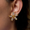 Wholesale Stainless Steel Geometric Flower Earrings With 18K Gold Electroplating For Women