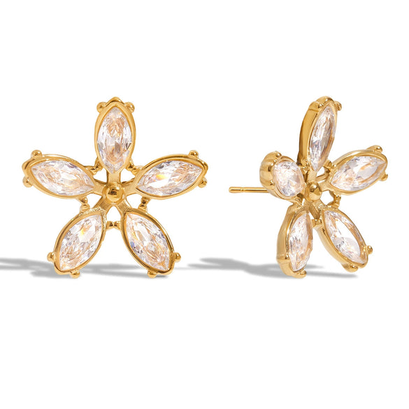 Wholesale Stainless Steel Geometric Flower Earrings With 18K Gold Electroplating For Women