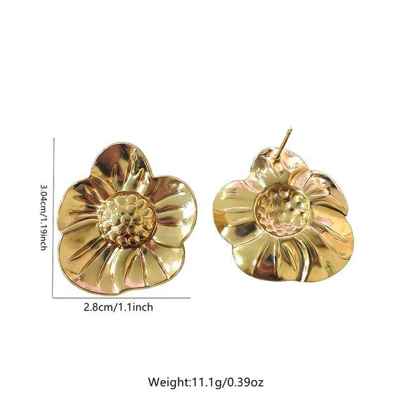 Wholesale Stainless Steel Geometric Flower Electroplated Earrings For Women