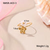 Wholesale Stainless Steel Geometric Flower Pearl Open Ring Plated 18K Gold