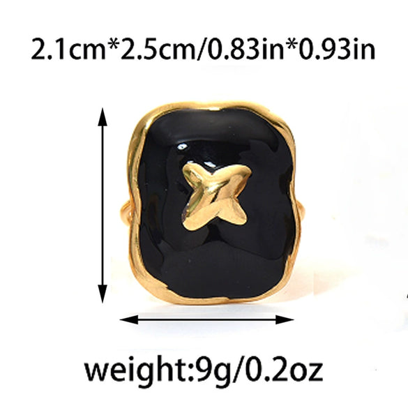 Wholesale Stainless Steel Geometric Flower Ring With Electroplating