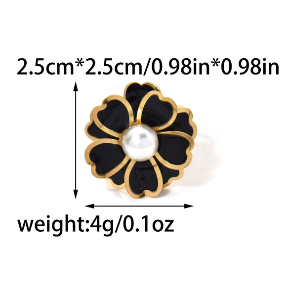 Wholesale Stainless Steel Geometric Flower Ring With Electroplating
