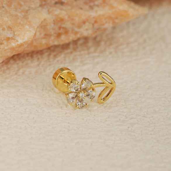 Wholesale Stainless Steel Geometric Flower Star Shape Electroplated Women's Anchor Cartilage Piercing Ear Cuff Dolphin Earrings Screw Ball Stud Ear Bone Stud