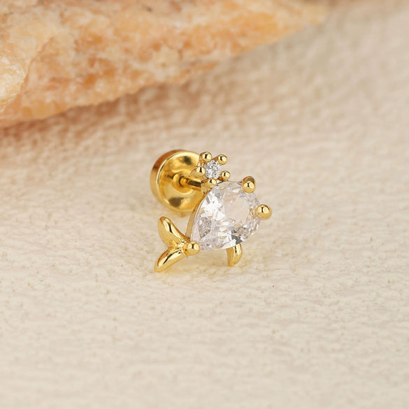 Wholesale Stainless Steel Geometric Flower Star Shape Electroplated Women's Anchor Cartilage Piercing Ear Cuff Dolphin Earrings Screw Ball Stud Ear Bone Stud