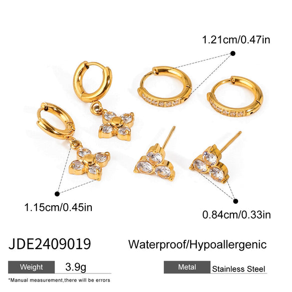 Wholesale Stainless Steel Geometric Four Awn Star Earrings With Electroplating For Women