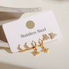 Wholesale Stainless Steel Geometric Four Awn Star Earrings With Electroplating For Women