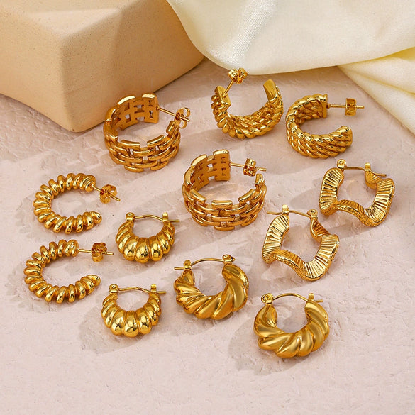 Wholesale Stainless Steel Geometric French Retro Electroplated Women's Earrings