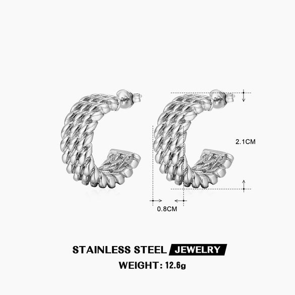 Wholesale Stainless Steel Geometric French Retro Electroplated Women's Earrings