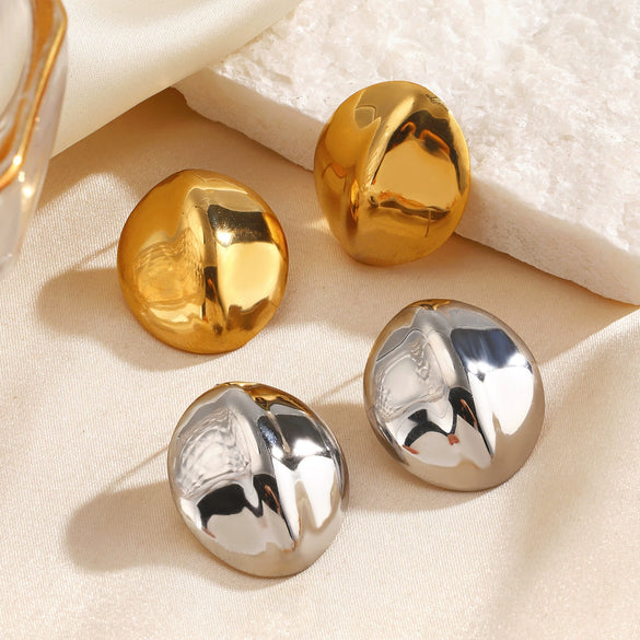Wholesale Stainless Steel Geometric Glossy Hiphop Earrings For Women With Electroplating
