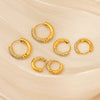 Wholesale Stainless Steel Geometric Gold Pigment Ring Earrings With Diamond And Electroplating Design