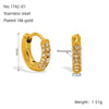 Wholesale Stainless Steel Geometric Gold Pigment Ring Earrings With Diamond And Electroplating Design