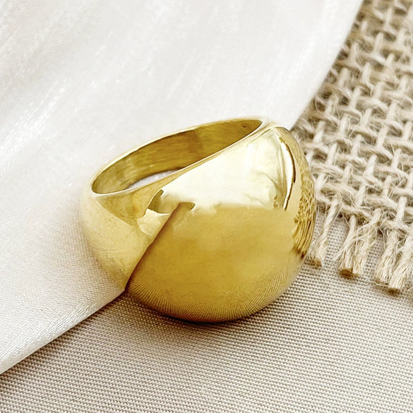 Wholesale Stainless Steel Geometric Goldplated Fashion Waterproof Women's Ring