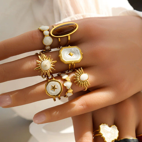 Wholesale Stainless Steel Geometric Goldplated Love Ring Set For Women And Unisex