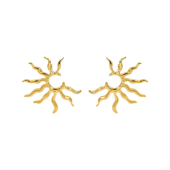 Wholesale Stainless Steel Geometric Goldplated Polished Earrings And Pendant Necklace For Women