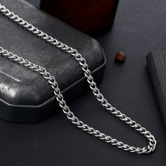Wholesale Stainless Steel Geometric Grinding Nk Chain Hip Hop Punk Trendy Jewelry Necklace