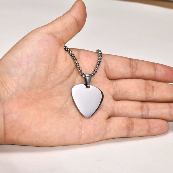 Wholesale Stainless Steel Geometric Guitar Pick Pendant Necklace With Electroplating Fashion Jewelry