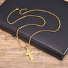 Wholesale Stainless Steel Geometric Hammer Pattern Cross Pendant Gold Plated Necklace For Men