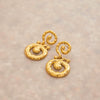 Wholesale Stainless Steel Geometric Hammered Spiral Pendant Earrings With Electroplating Design For Women