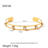 Wholesale Stainless Steel Geometric Hammered Zirconinlaid 18K Goldplated Waterproof Bracelet For Women