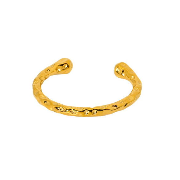 Wholesale Stainless Steel Geometric Hammered Zirconinlaid 18K Goldplated Waterproof Bracelet For Women