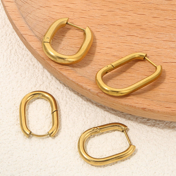 Wholesale Stainless Steel Geometric Handmade Electroplating Trendy Earrings