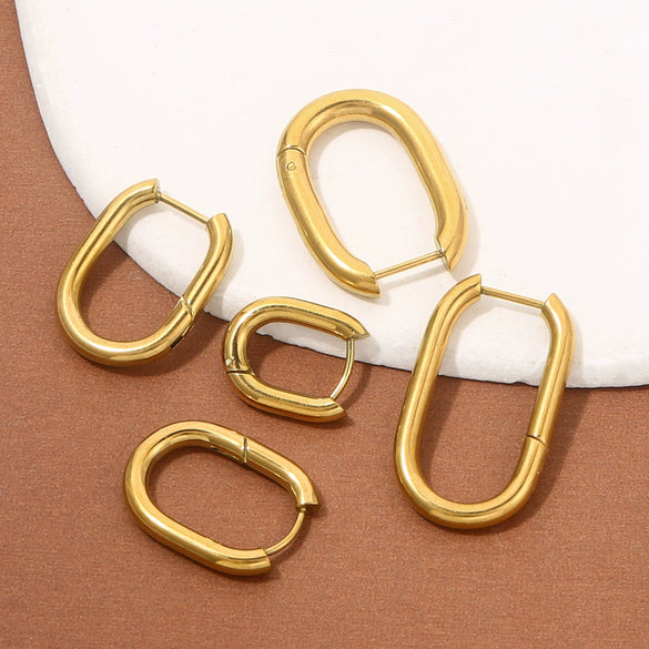 Wholesale Stainless Steel Geometric Handmade Electroplating Trendy Earrings