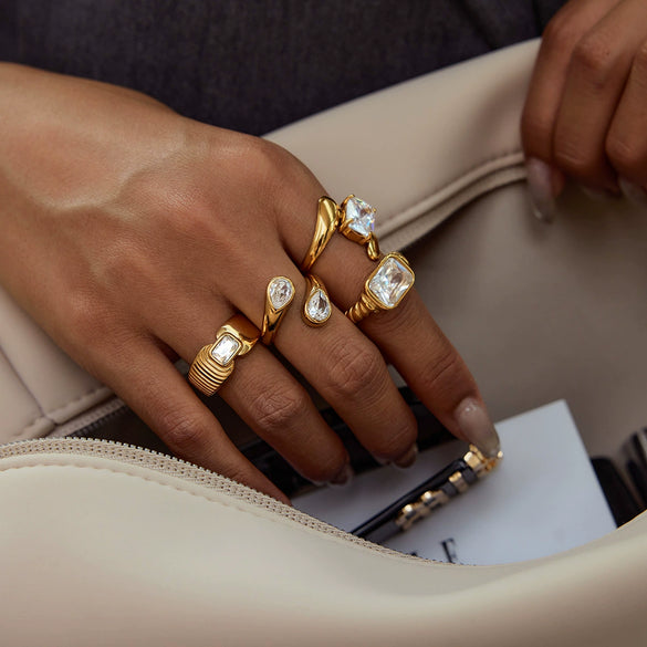 Wholesale Stainless Steel Geometric Handmade Light Luxury Women's Ring